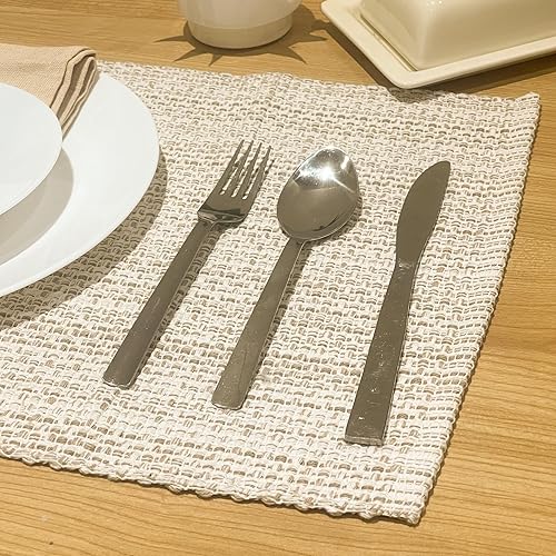 Miniatura 4 de Manteles individuales de algodón lavables a mano, 13 x 19 pulgadas, colores neutros, ideales para uso diario, fiestas, cenas de vacaciones, juego de