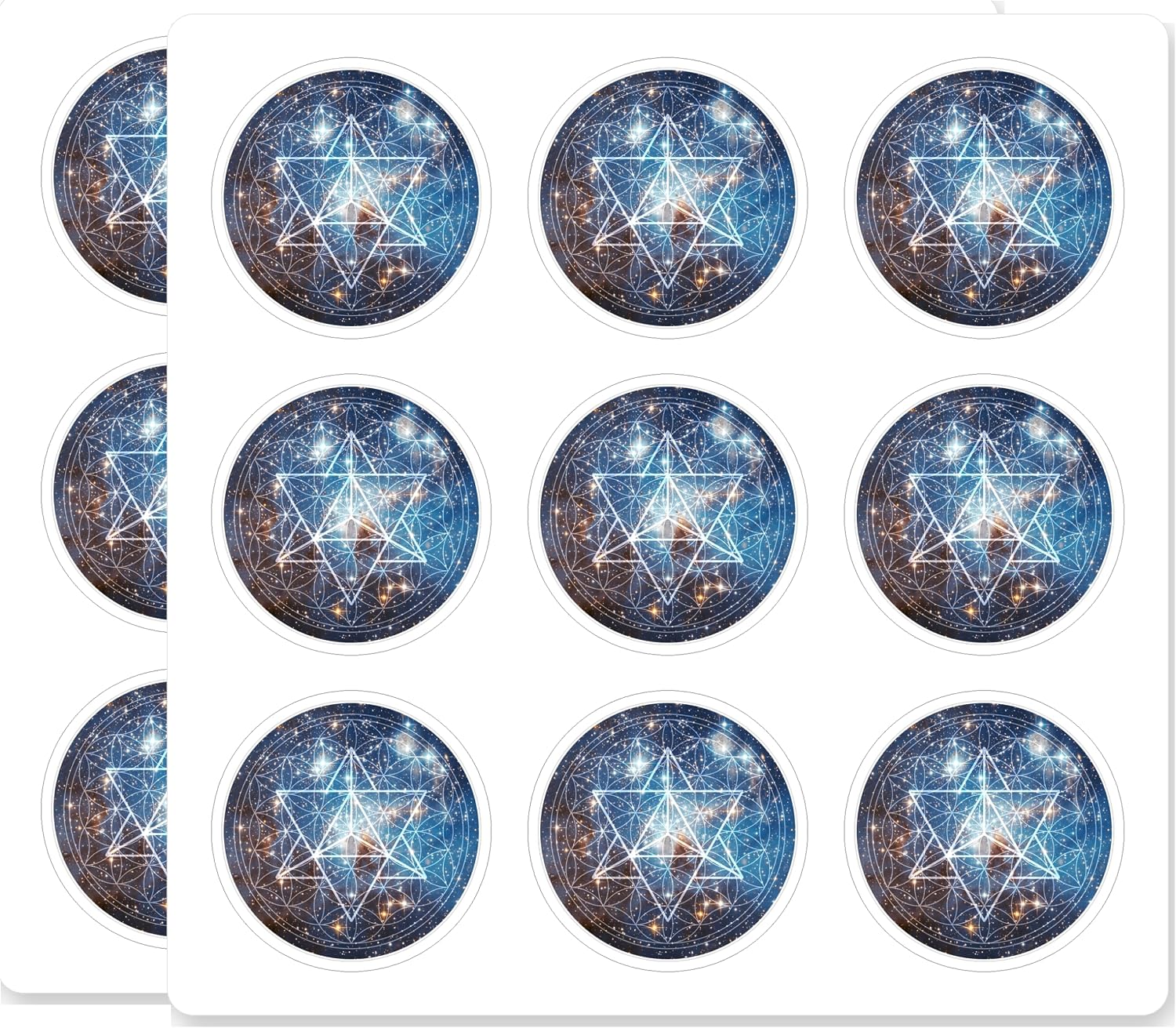 Merkaba in Flower of Life Scrapbook Stickers 18 Pack 2 Inch