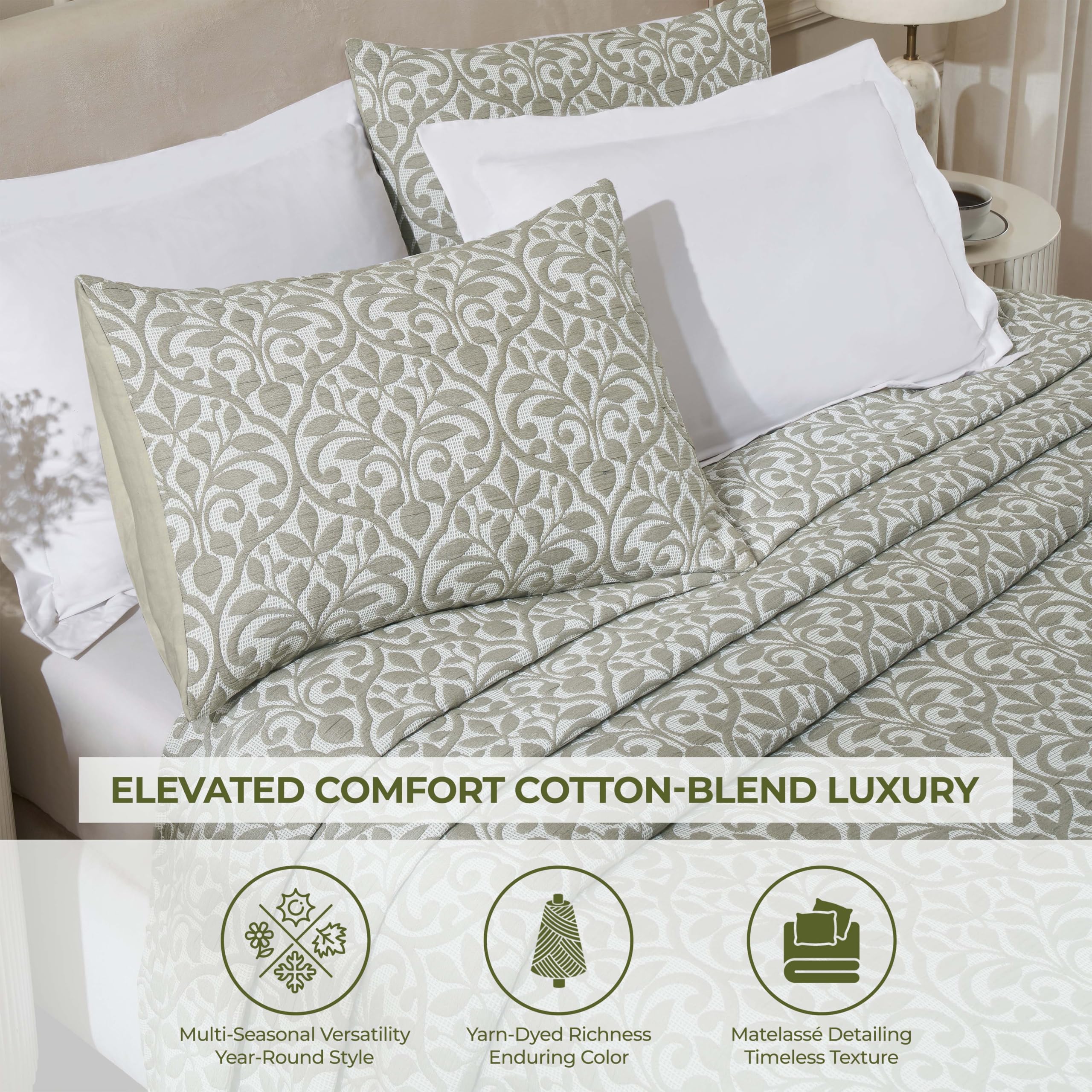 Superior Copriletto in misto cotone, decorazione per la casa, copriletto decorativo, camera da letto master/camera degli ospiti, coperta di peso medio, copriletto in matelasse, elementi essenziali per