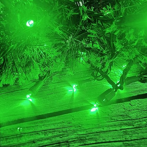 Miniatura 3 de Luces de Navidad verdes de 17 pies, 50 luces LED de alambre verde estrellado con enchufe, IP64 impermeable 0.197 in gran angular cónica luces de