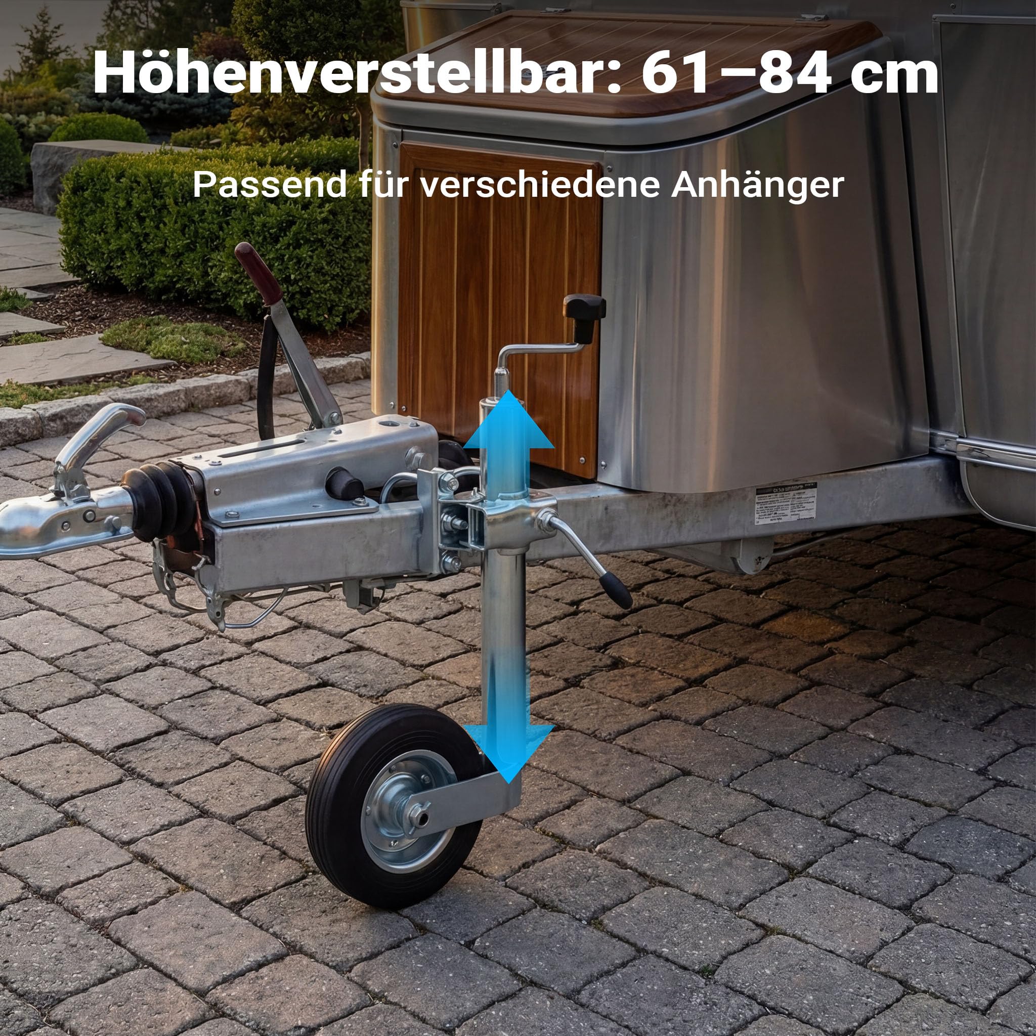 Wiltec Stützrad für Anhänger bis 362 kg ø48 mm, Bugrad mit Klemmhalter
