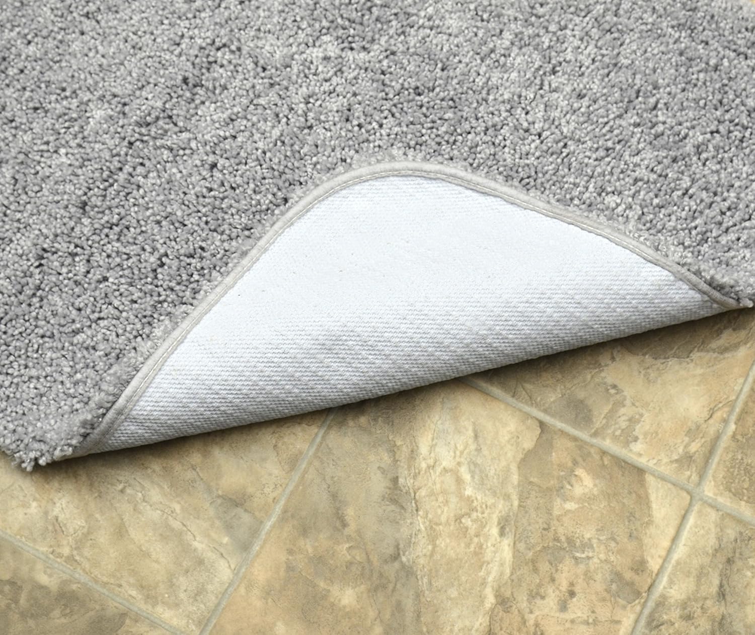 Garland Rug Serendipity Platinum Gray 2 Bath Rugs (17"X24", 21"X34") Shaggy Nylon Washable Bathroom Rug Set - Soft, Absorbent, and Stylish for Your Bathroom