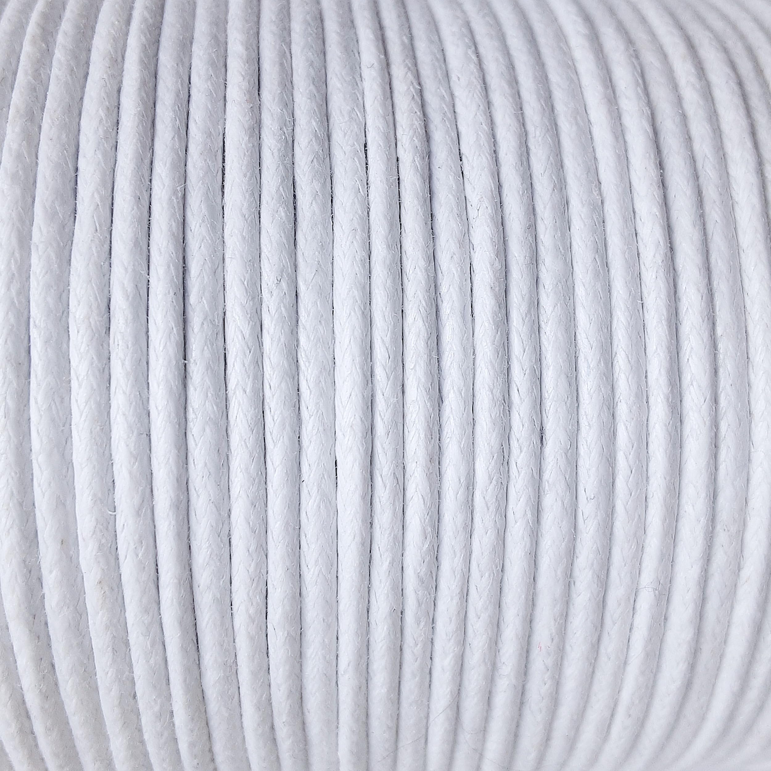 2mm Waxed Cotton Cord 20m Jewellery Craft Making Bracelet Necklace String (White)