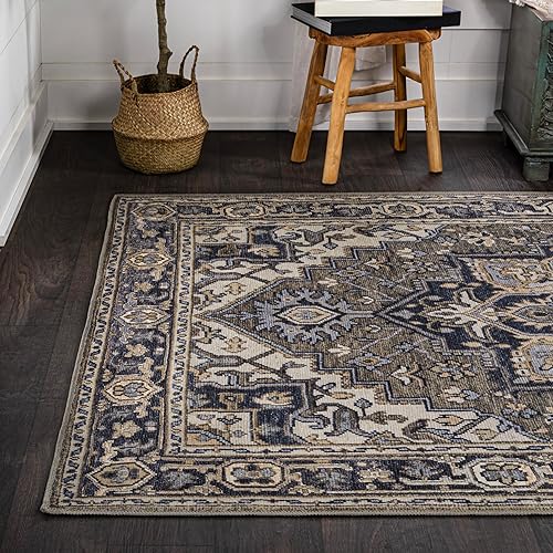 Miniatura 8 de JONATHAN Y WSH105C-3 Cirali Medallón grande adornado lavable a máquina, verdeazul marinocrema, 3 pies x 5 pies, fácil de limpiar, no desprende