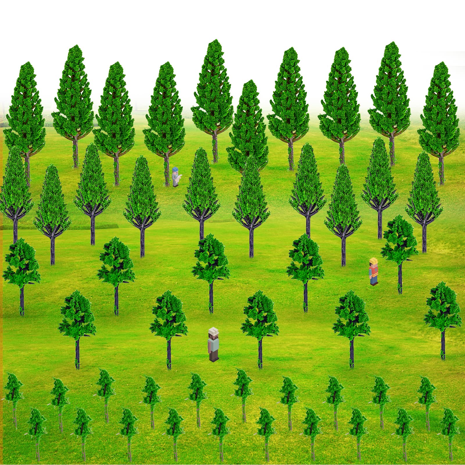 50 Pieces Mixed Model Trees Railroad Scenery Diorama Tree Model Railway Trees Miniature Architectural Landscape Model Trees for DIY Model Train Scenery Scenery Landscape