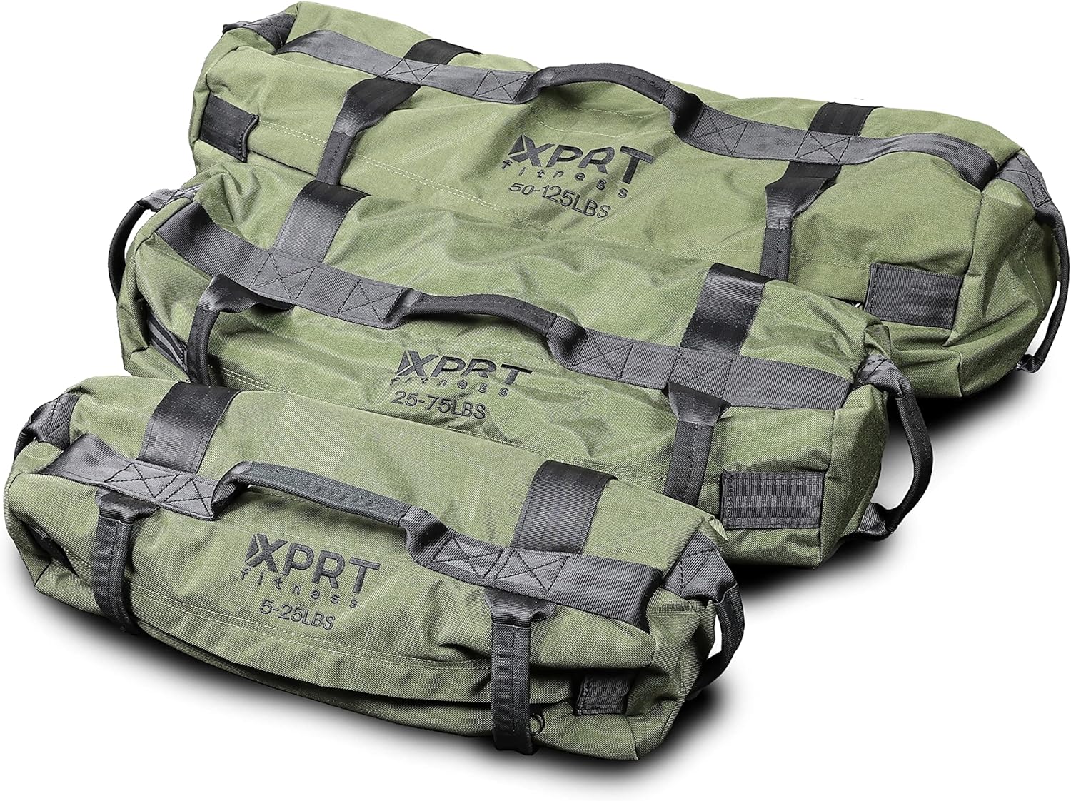 XPRT Fitness Workout Sandbag for Heavy Duty Workout Cross Training 7 Multi-positional Handles - Color Army Green/Black/Camo