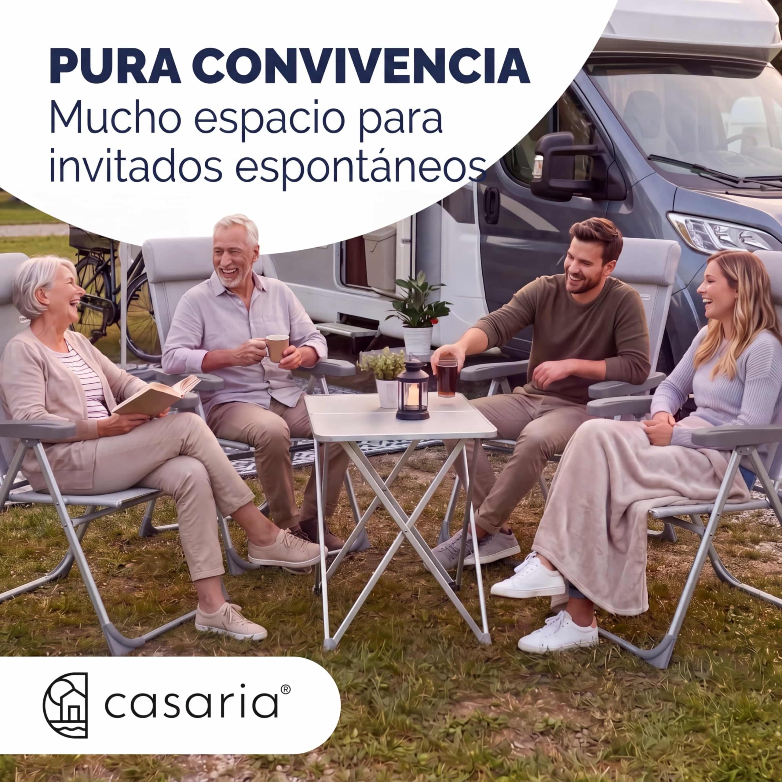 CASARIA® Sillas de Jardín Plegables Set de 2 Respaldo Alto Ajustable en 6 Posiciones Reclinable Marco Aluminio Estables Ligeras Exterior Terraza Balcón Camping
