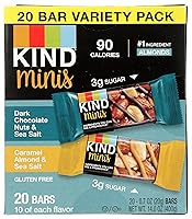 Vista 6 de KIND Minis, nueces de chocolate oscuro y sal marina/caramelo almendra y sal marina, 14 onzas (paquete de 20)