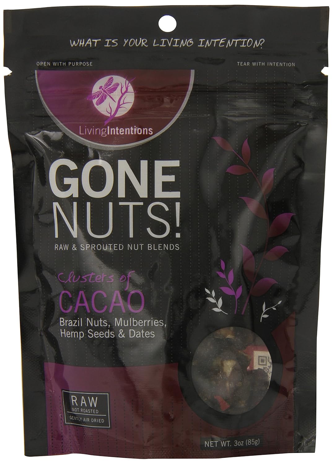 Gone Nuts Clusters of Cacao Brazil Nuts, Mulberries, Hemp Seed and Dates, 3 Ounce (Pack of 12)