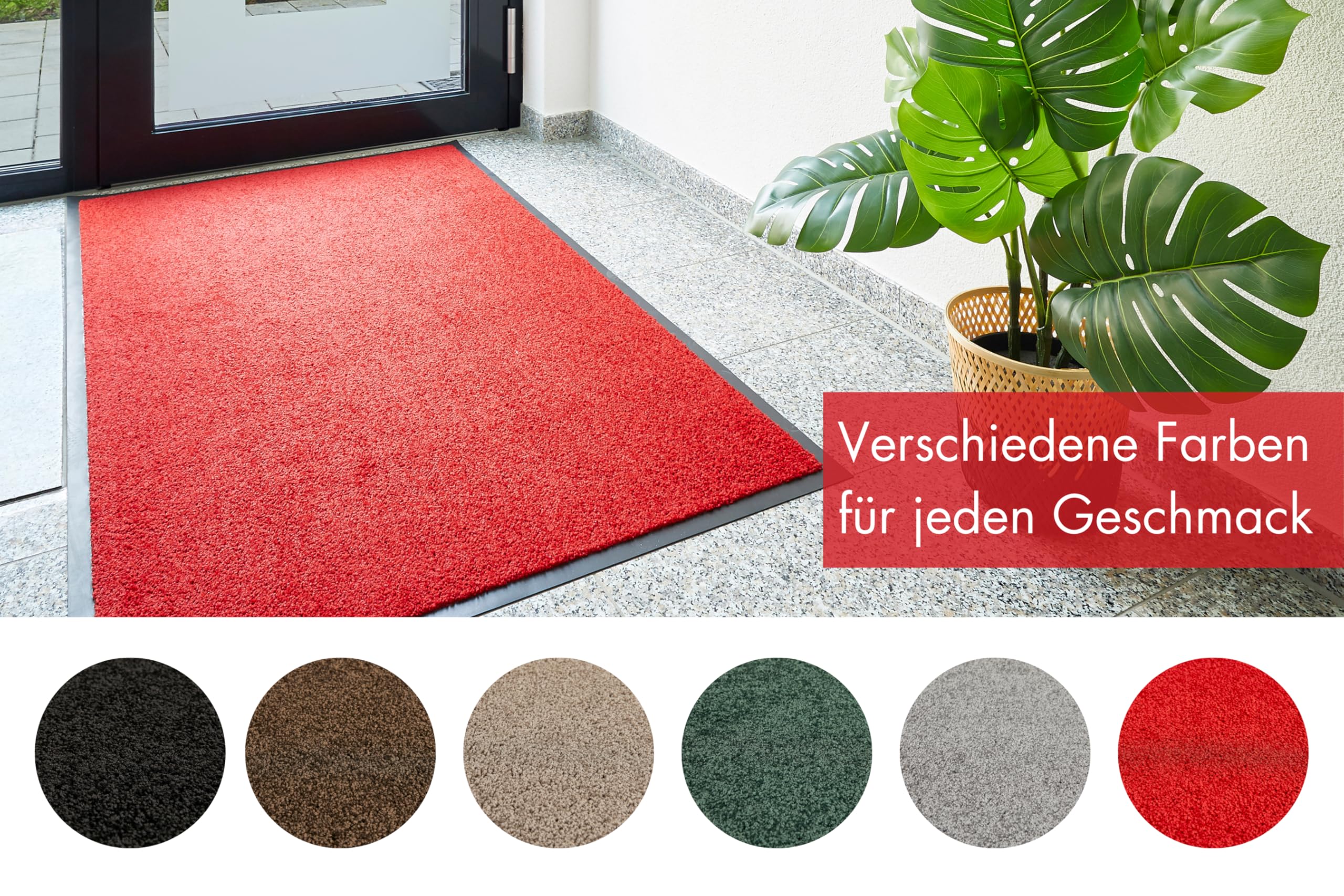 andiamo Fußmatte Verdi - Schmutzfangmatte für den Hauseingang - ideal als Fußmatte innen oder als Fußabtreter im überdachten Außenbereich - Fußabstreifer für Haustür 90 x 150 cm Rot 2