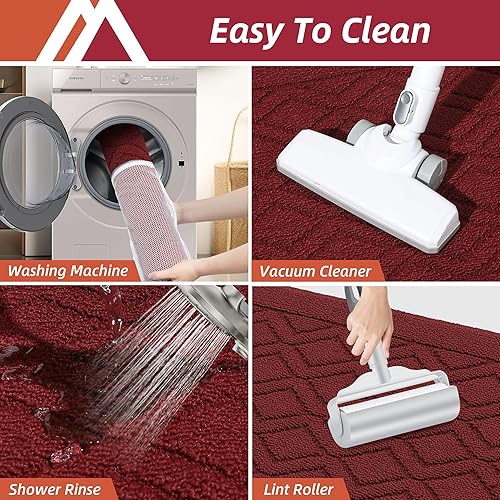 Miniatura 50 de COSY HOMEER Tapetes de cocina antideslizantes de polipropileno grueso para el hogar, lavable a máquina, 20 x 30/20 x 48 pulgadas, rojo