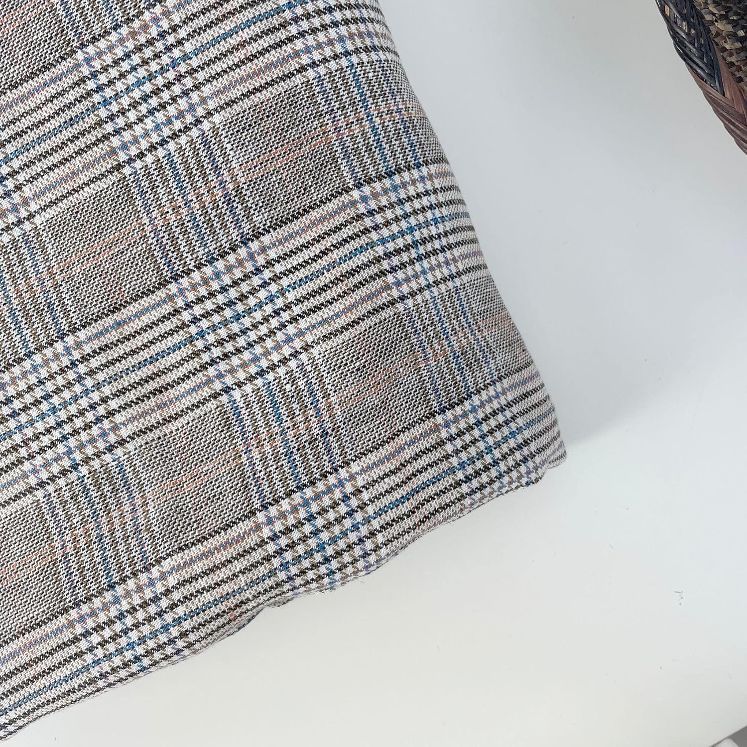 Orange Glen Plaid Linen Fabric | Checkered Linen Textile for Home Decor and Fashion