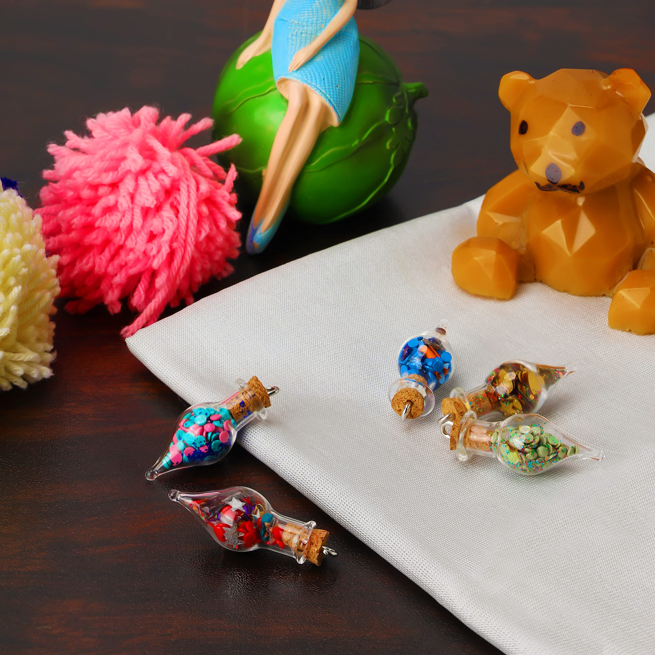 BELLE VOUS 20 Mini Glasfläschchen Mit Korken – 2 Ml, 5 Farben – Perfekt Für Wunschflaschen, DIY & Party-Deko