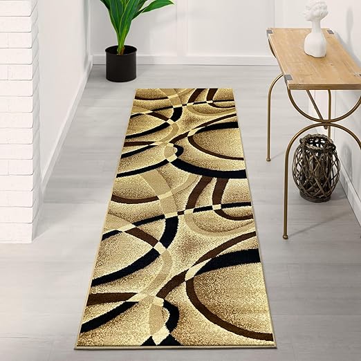 2305 Geometric Abstract Beige 2x7 Area Rugs for Entryway