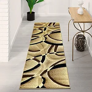 2305 Geometric Abstract Beige 2x7 Area Rugs for Entryway