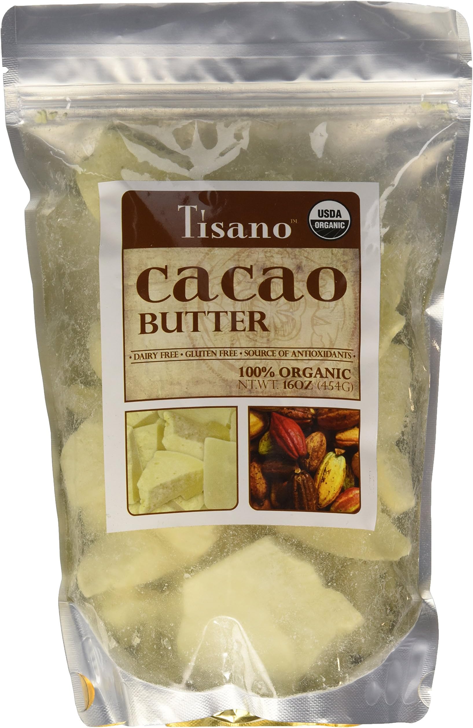 100% Organic Cacao Butter 16oz by Tisano