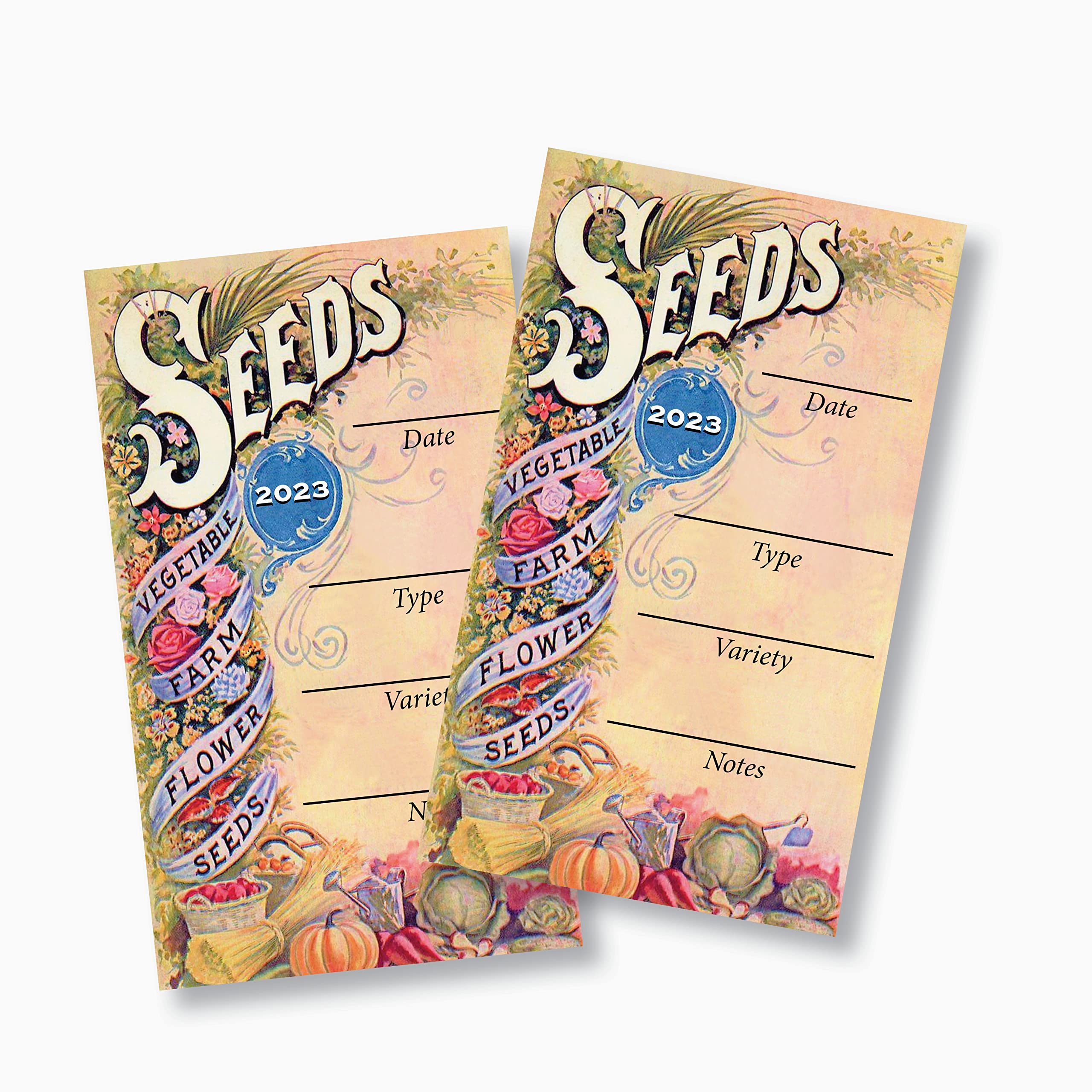 100 Seed Envelopes, 2 1/2" x 4 1/4", 24lb White Wove Paper, Printed in Color on the Front Side, Dry Gummed Flap, Made and Printed in USA