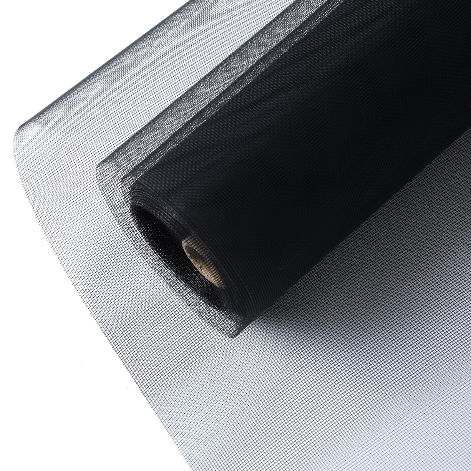 Black 304 Stainless Steel Mesh Screen 90X600cm, 1.5mm Hole Metal Net Sheet for Window and Door, Non-Corrosive and Non-Rusting, Easy to Cut and Install, 1 Roll (22 Mesh)