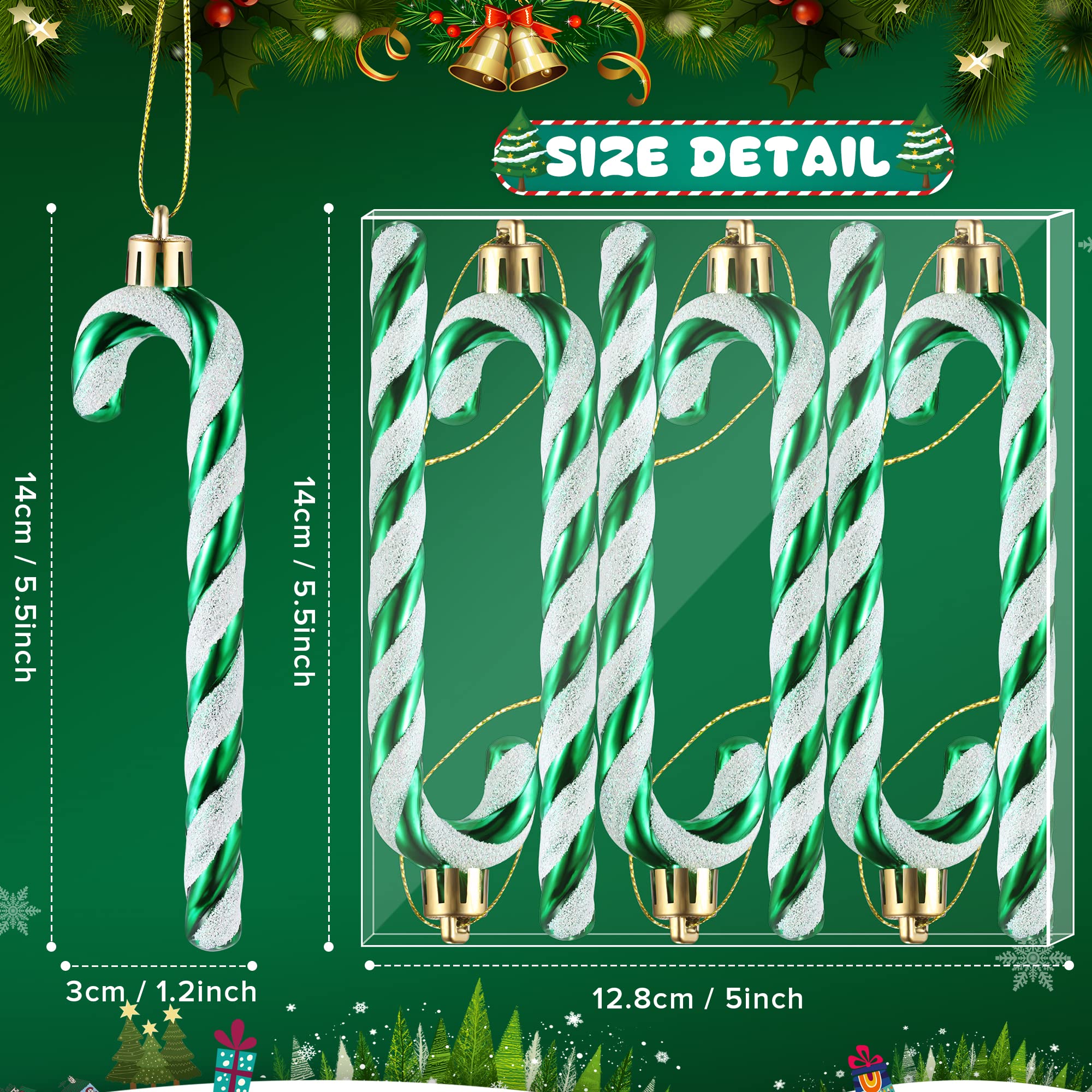 YIEUR Pakket van 12 kerstboomversieringen met zuurstokken, 15 cm rode/witte acryl hangers voor de kerstboom, DIY & sieraden maken (rood/wit