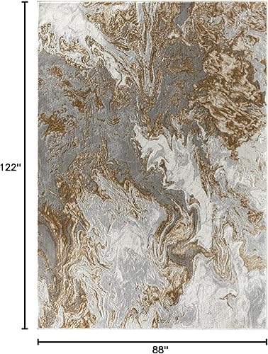 Miniatura 2 de LUXE WEAVERS Alfombra de Área Abstracta de Remolinos de Mármol, Gris 8x10