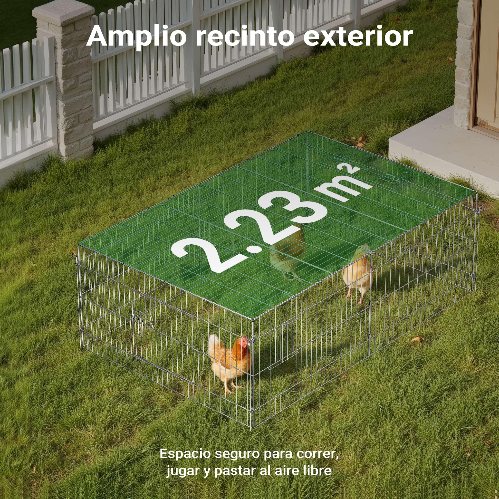 Recinto Jaula para Animales 183x122x60cm con protección Solar y antifuga, Corral para Mascotas