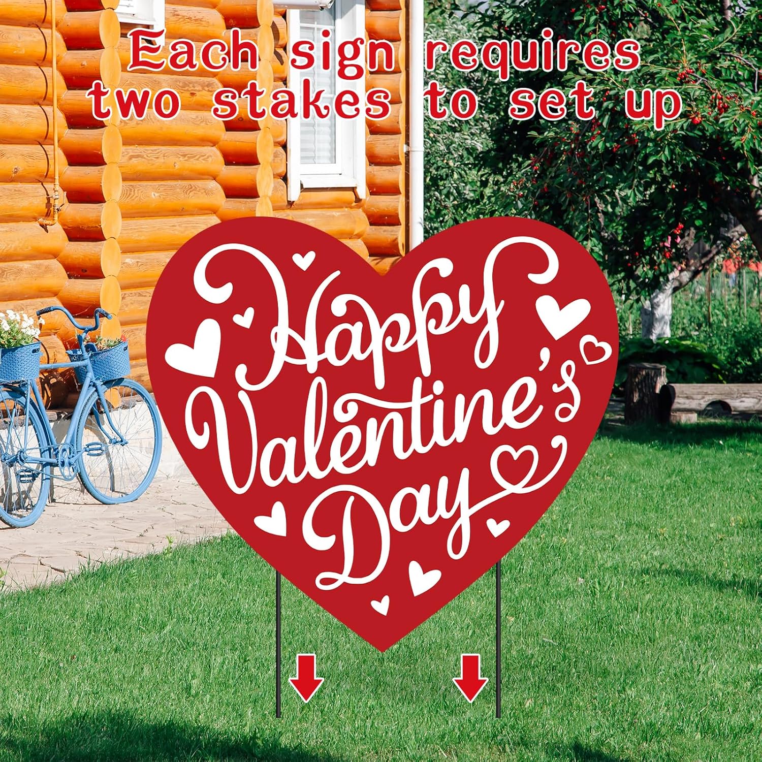 Metal Valentines Day Decorations Loving Heart Yard Sign Decorative Garden Stakes Happy Valentine's Day Yard Stake Wedding Anniversary Party Home Outside Lawn Porch Decor