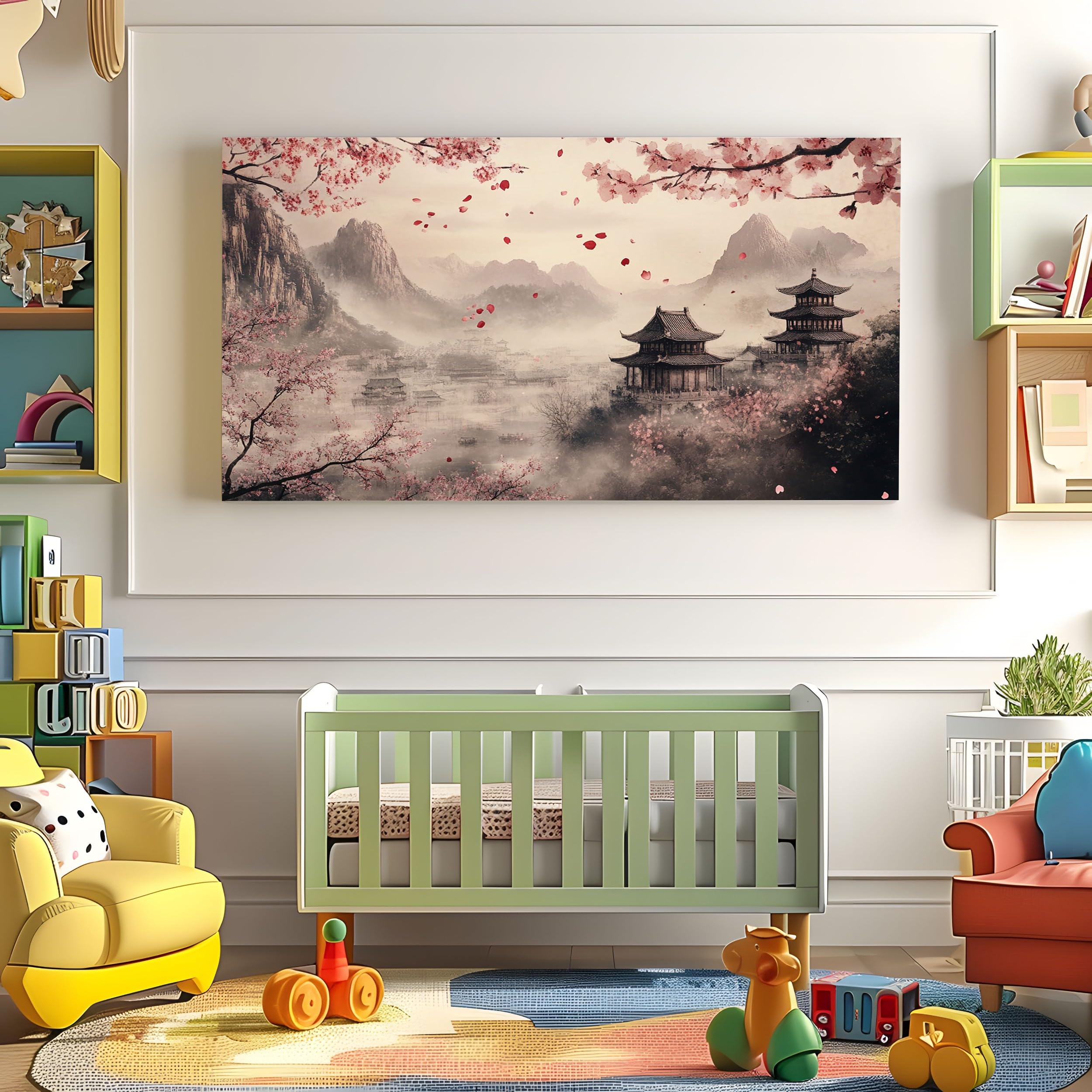 ZORYAN Moderne Wandbilder Japanische Kirschblüten Bilder XXL für Wohnzimmer