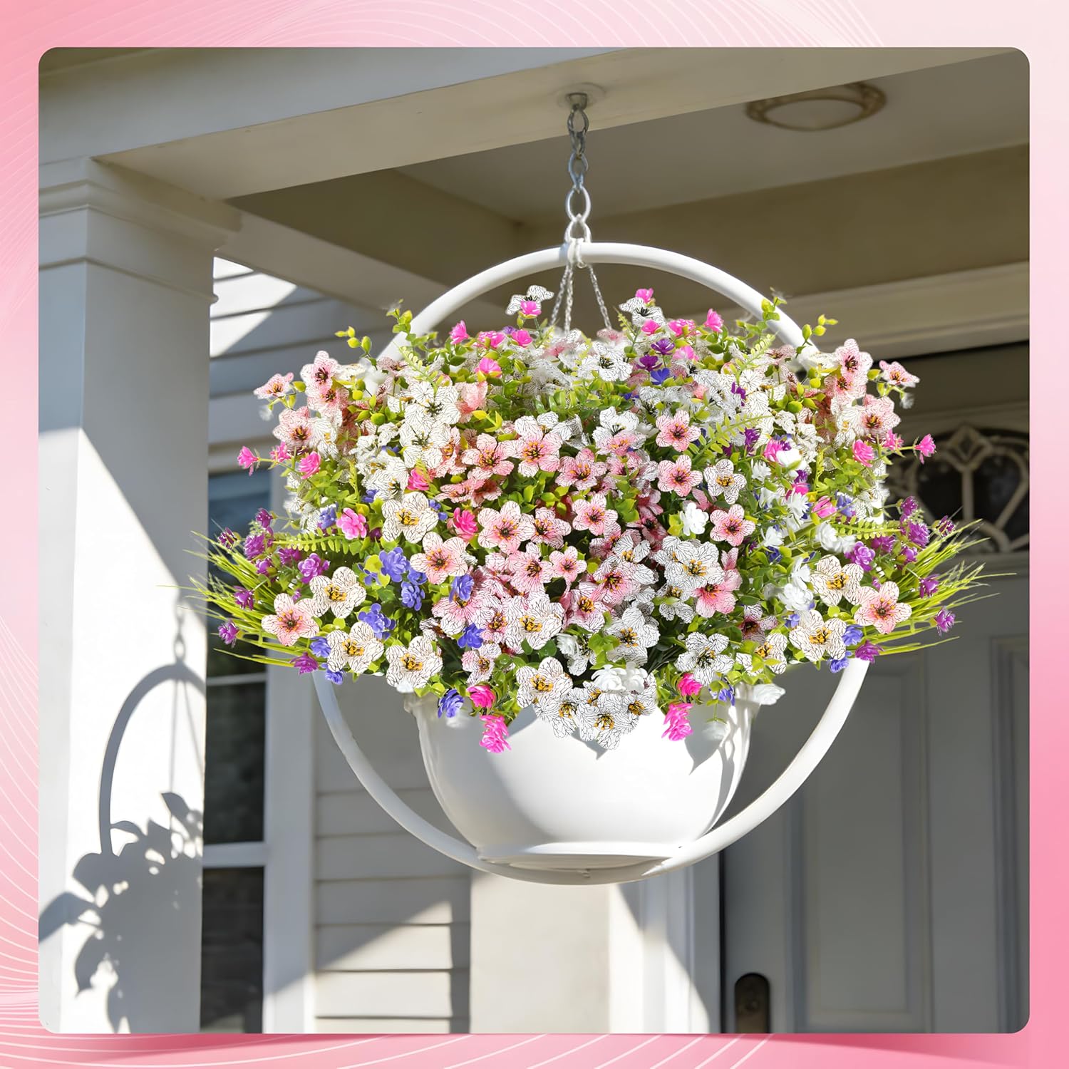 Fake Flowers for Outdoor UV Resistant 24 pcs Pink Spring Artificial Flowers Outdoors, Realistic Faux Silk Flowers Fade Resistant, Fake Plants ＆ Flowers for Garden Porch Planters Window Wedding Decor - Image 8