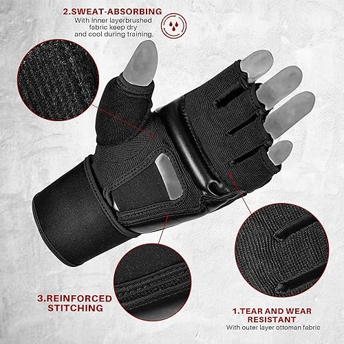 Miniatura 3 de Xinluying Guantes MMA para entrenamiento de artes marciales, sparring grappling, kickboxing, Muay Thai, almohadillas gruesas para nudillos,