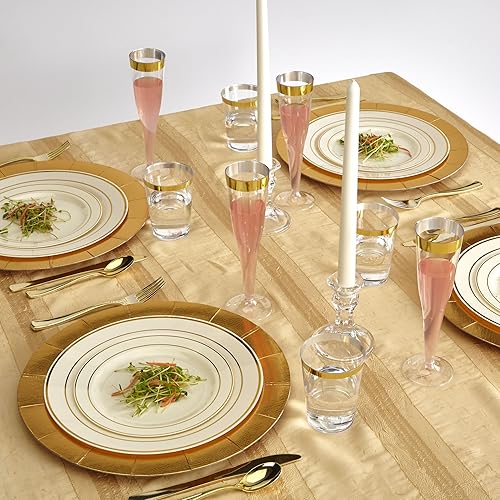 Miniatura 4 de 60pieza look desechablesVajilla de porcelana, Place Setting para platos llanos, 20Incluye Cargador 20platos, 20y 20platos de postre, para bodas y