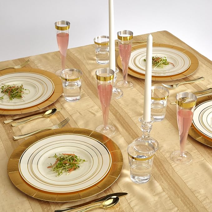Platos desechables redondos Silver Spoons - 40 piezas (Dorado) miniatura 2