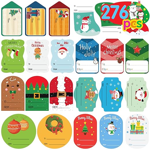 Christmas Gift Tags Stickers Christmas Gift Tags Self Adhesive Stickers 276Pcs Gift Tags for Christmas Presents Christmas to from Stickers for Gifts Tag Stickers