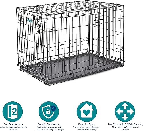 Vista 3 de MidWest Homes for Pets - Canil para perros iCrate de una y dos puertas mejoradas, incluye bandeja a prueba de fugas, patas protectores de suelos