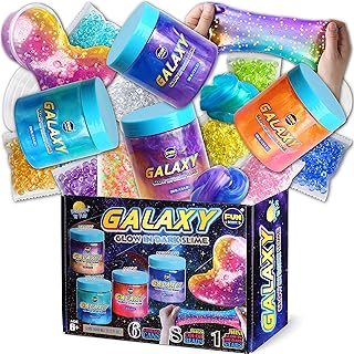 35.16 FL OZ Galaxy Glowing Slime for Kids, FunKidz 1040ML Premade Space Slime Pack Toy for Girls Boys Slime Kit with Neon, Glow, Metallic Fun Craft Party Gifts