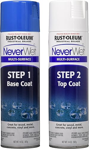 Rust-Oleum 275185 Never Wet - Kit de tratamiento repelente de acuarela líquida multiuso de 14 onzas, tamaño industrial, base y capa superior