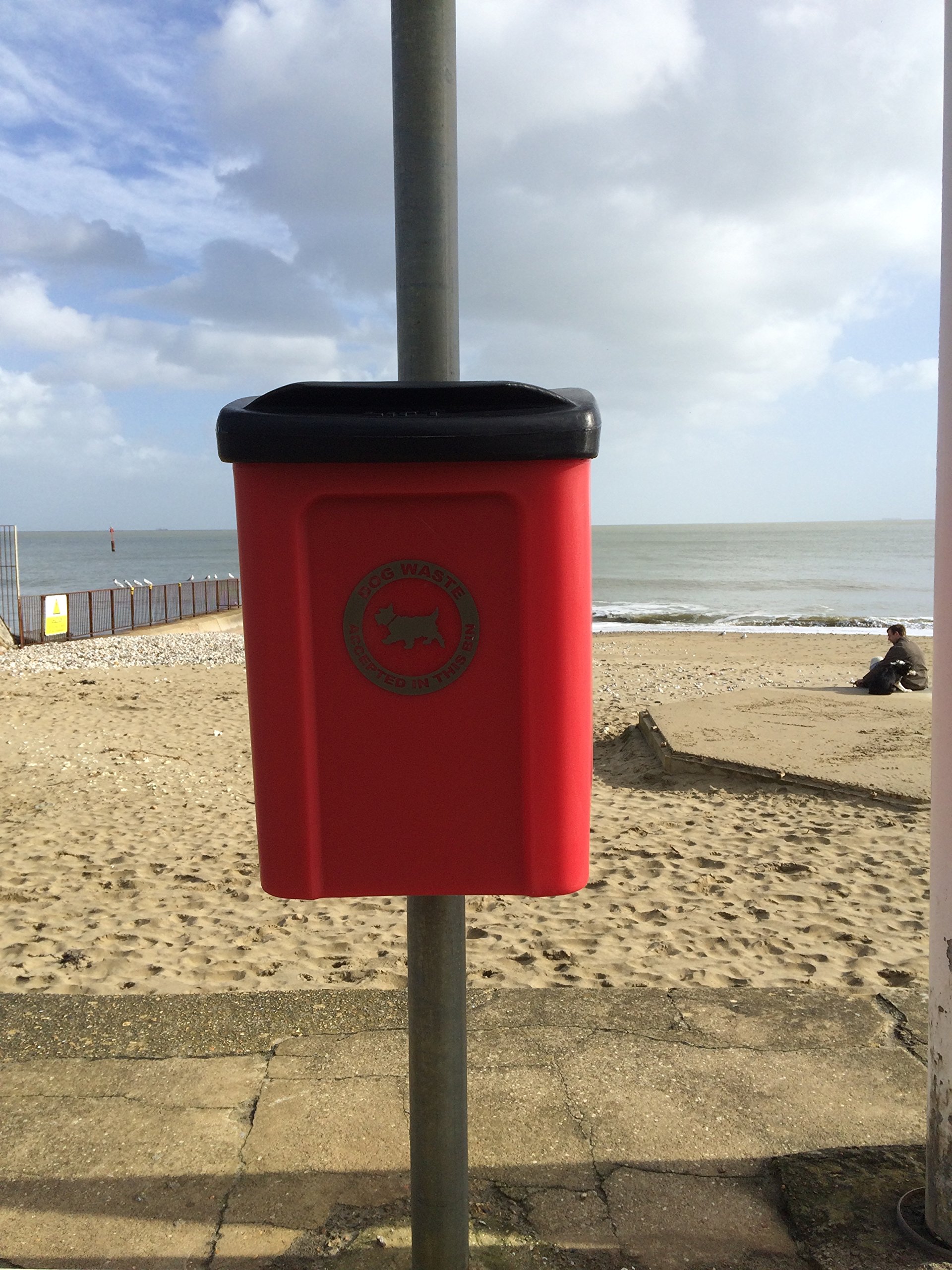 AdvancedscapeCeaser 30 Litre Dog Poo Bin - Wall or Post Mountable Plastic Dog Waste Bin - RED - IN STOCK