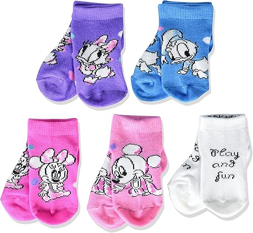 Miniatura 4 de Disney Calcetines cortos unisex Minnie Mouse para bebé paquete de 5 Assorted Neutral, Assorted Pastel, Sorbete surtido., Rosa Gris Multi, Rosa