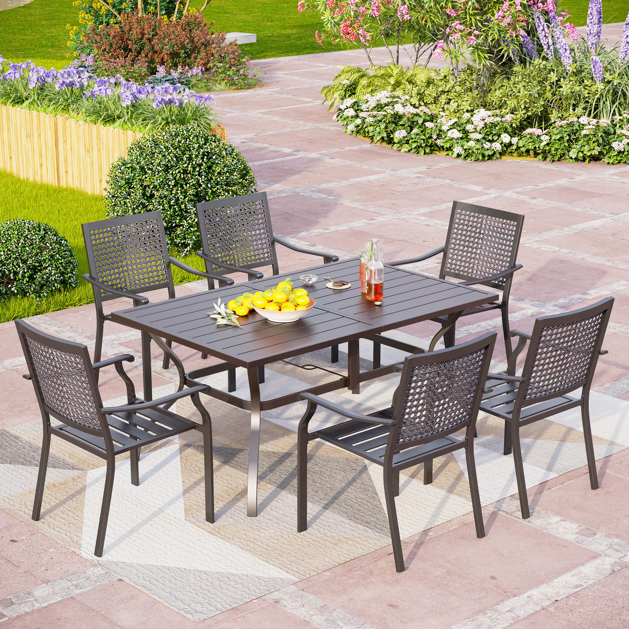 wrought iron table and 6 chairs