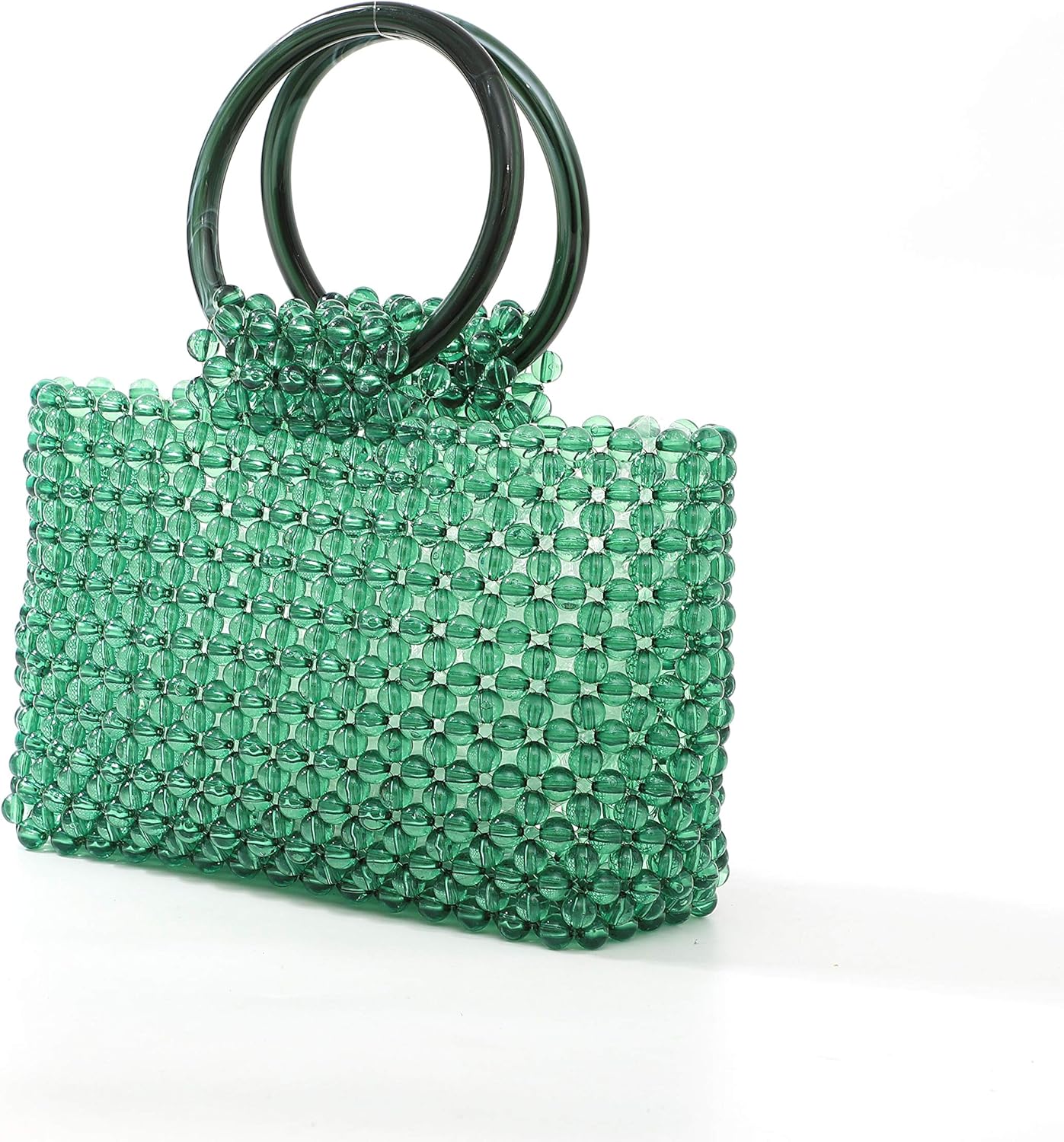 YUSHINY Women Colored Transparent Beaded Acrylic Handbag Evening Handmade Bags for Wedding Party (Green) - Image 2