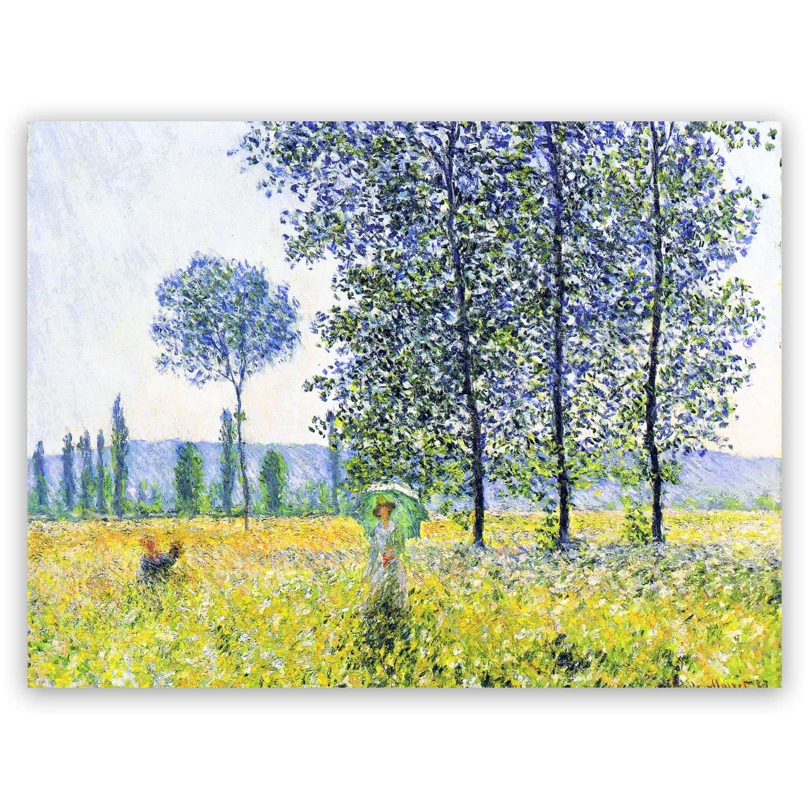 KWAYKWAY Monet Canvas Wall Art - Sunlight Effect Under The Poplars Poster - Oil Painting Reproductions Nature Wall Decor for Living Room Bedroom Unframed (12x16in/30x40cm)