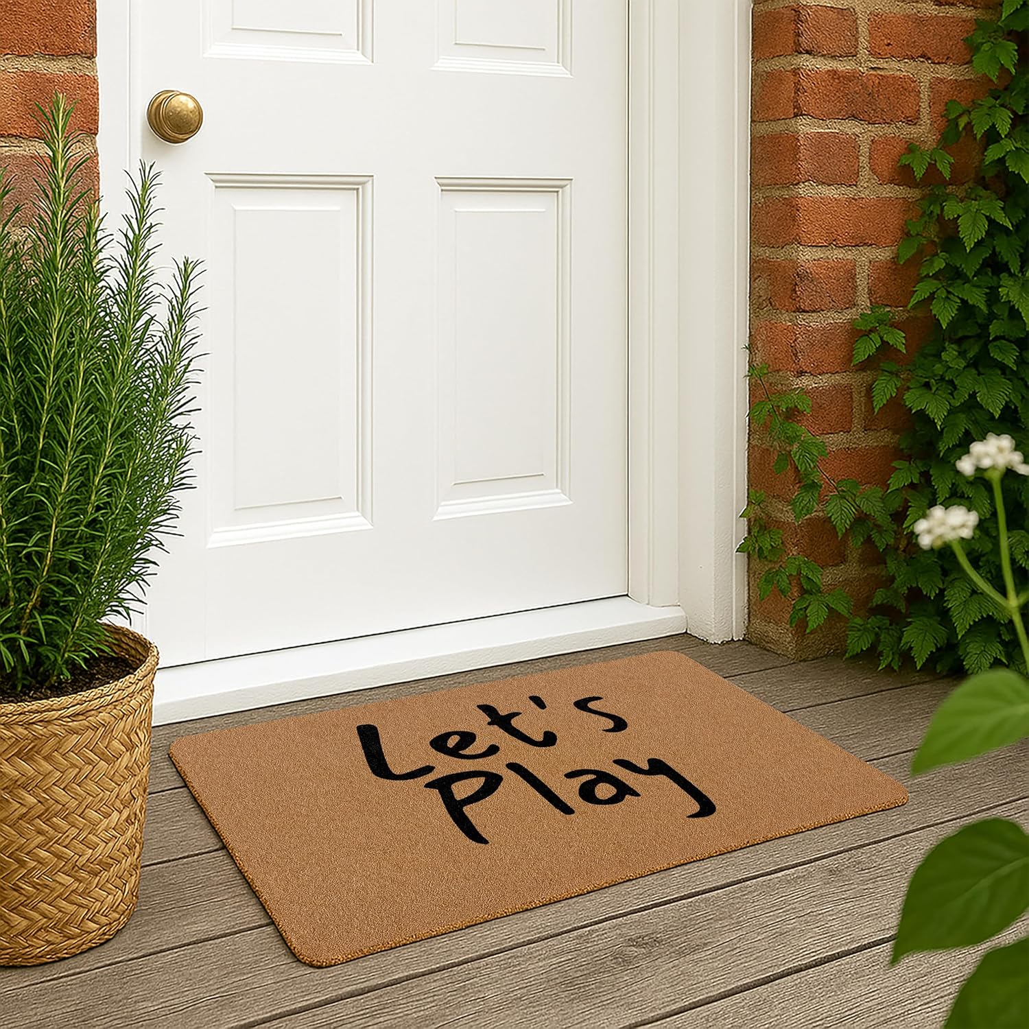 Let's Play Doormat - Kids Welcome Mat Front Door Indoor Outdoor Entrance, Playhouse Accessories Artificial Coir Rugs for Home Bathroom Kitchen Entrance Decor 30x17in