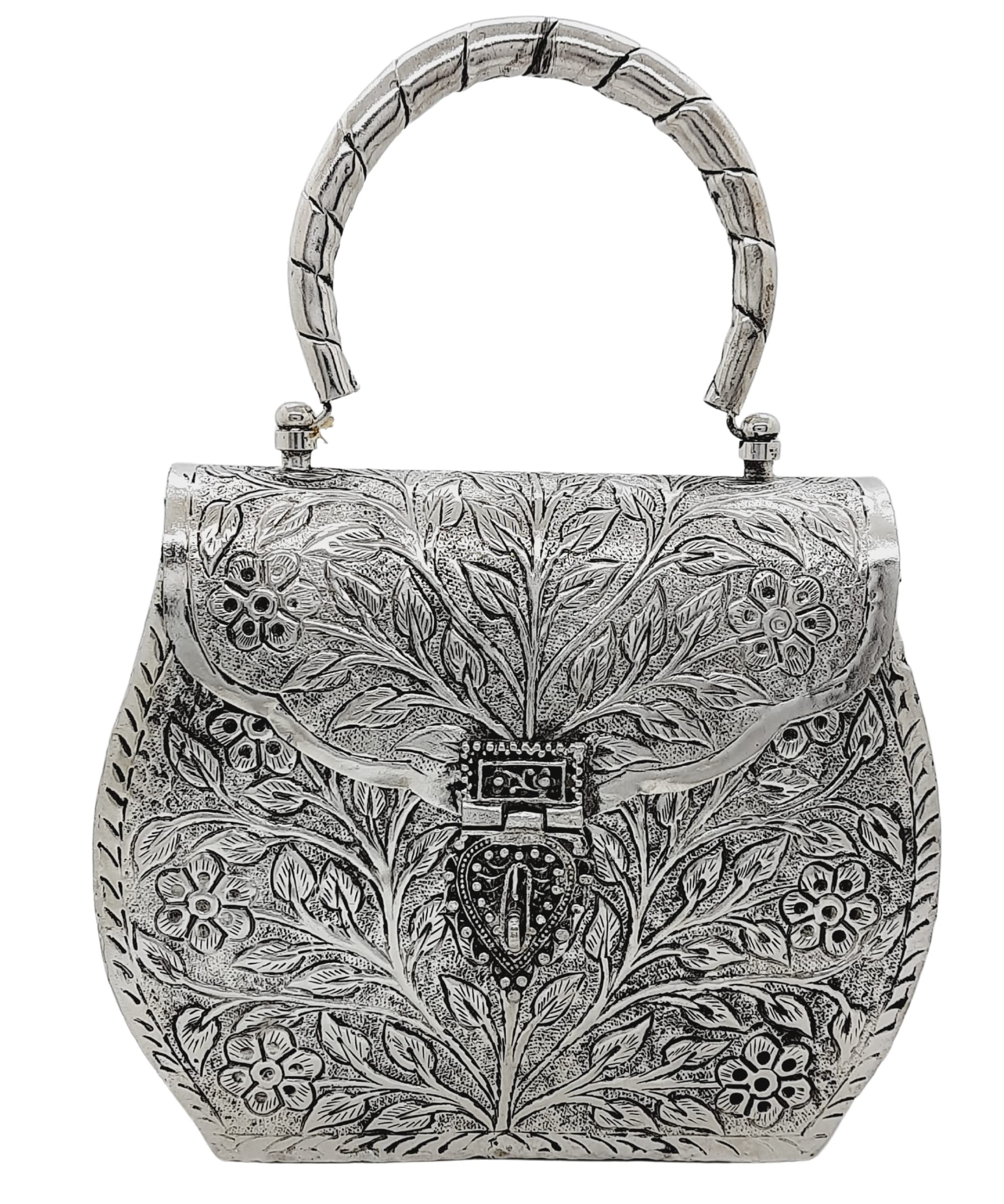 Trend Overseas Womens Silver Gold Brass Metal Handle Clutch Handmade Hand Clutch (Silver) (B0BH11FHTN) Amazon Price History, Amazon Price Tracker