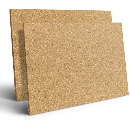 Cork Sheet Plain - 2 Pieces - Small Size 225 x 195 x 3 mm (Approx 9 x 8 Inch) About B5 Paper for Pin Board Replacement DIY Craft Kitchen Pads (L225-W195-H3)