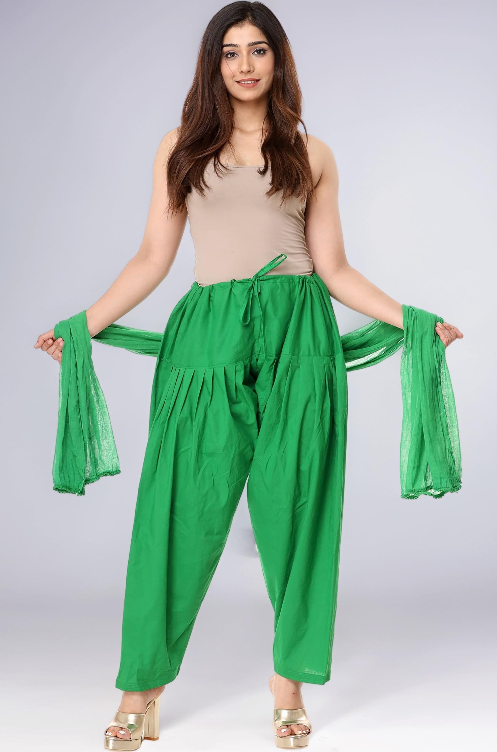 Woman's Plain Cotton SEMI Patiala Salwar with Dupatta|| Free Size || Plain Patiala || SEMI Patiala Pants || Solid Cotton Patiala || Patiyala