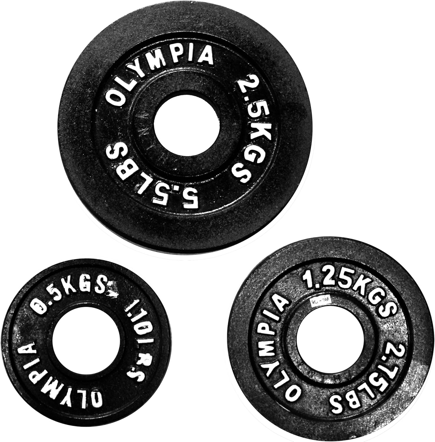 Black Olympic Plate 1.25, 2.5, 5, 10 Lbs 4 Pair (Total 37.5 Lbs)