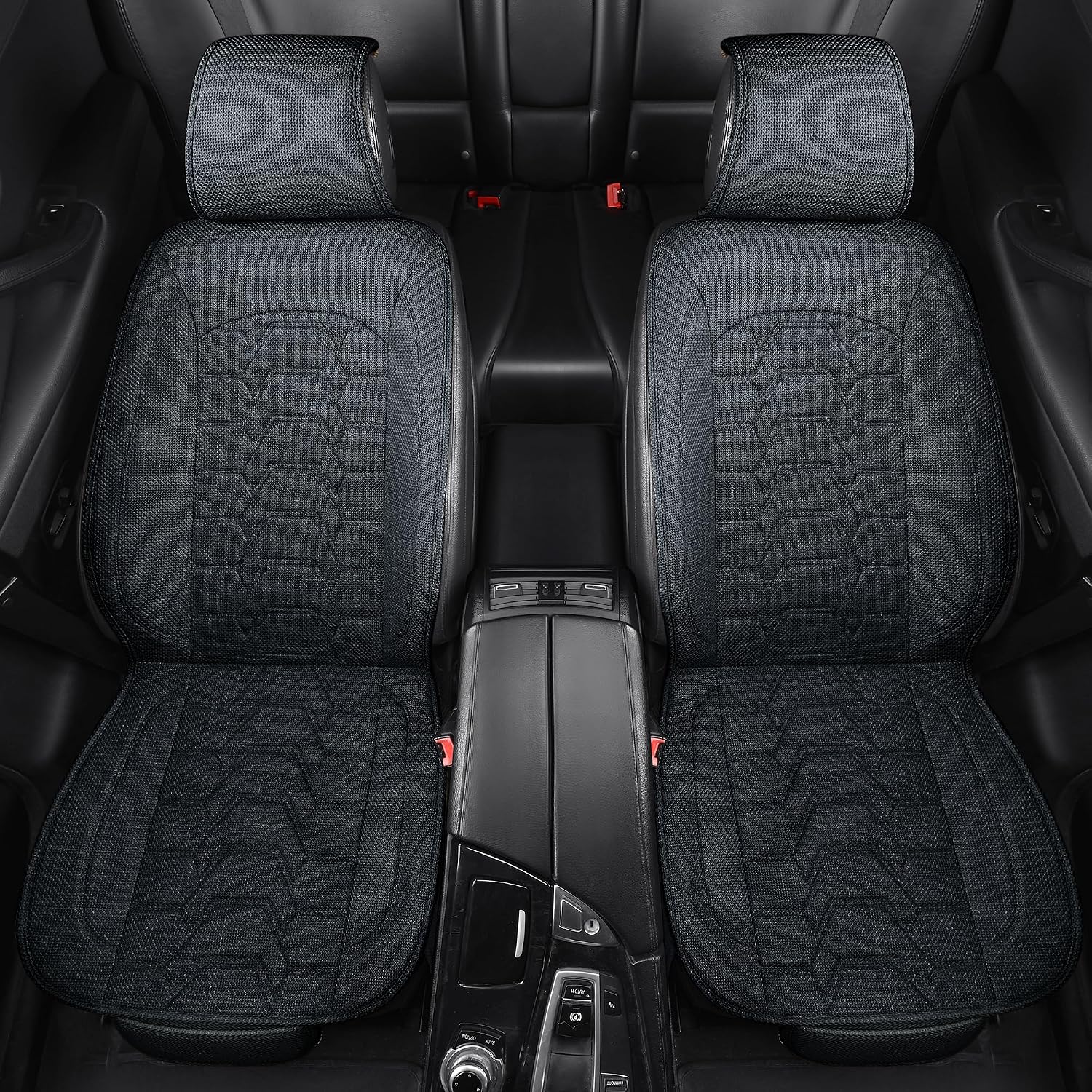 Linen Front Car Seat Covers Cloth Fabric Seat Protectors image 4