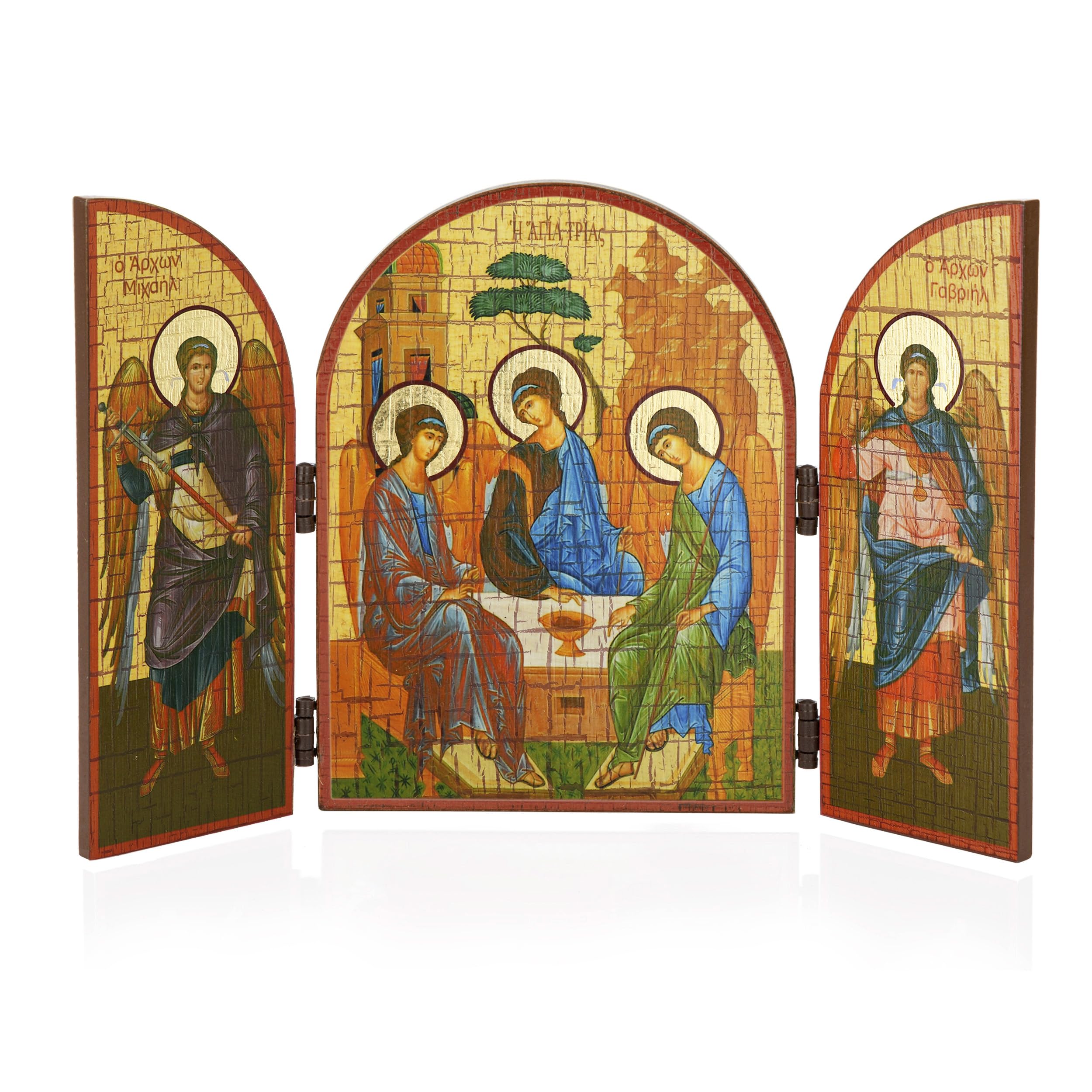 Nklaus Holy Trinity Icon Triptych Wood 25X16cm Christian 13814