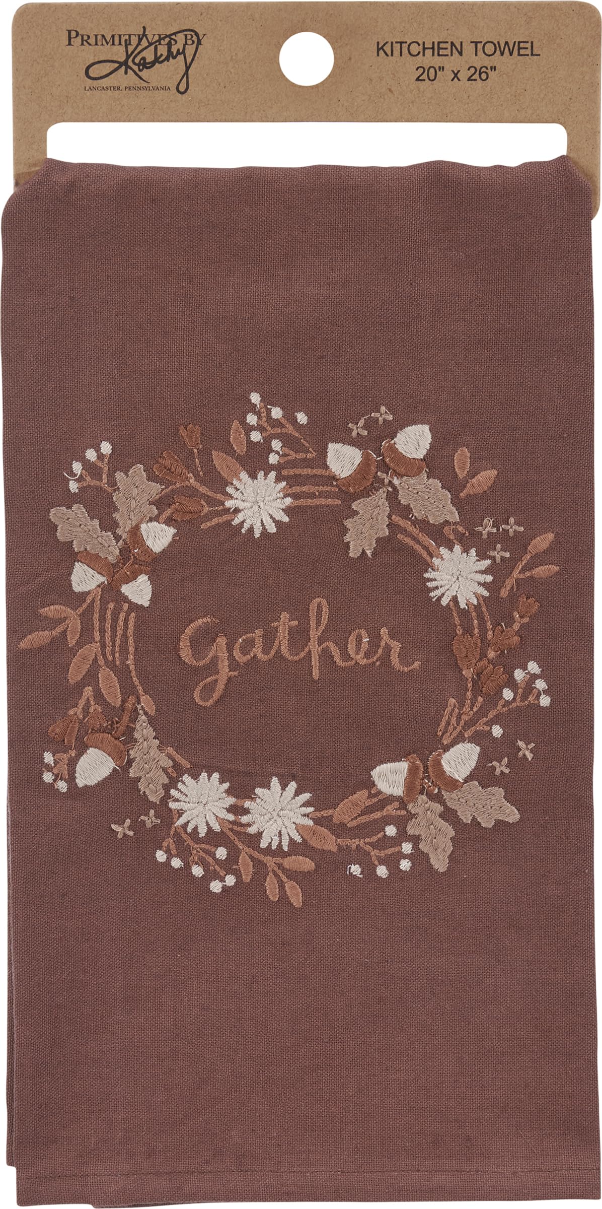 Torchon automne marron orange 50x66 cm : grand essuie-main de cuisine en coton imprimé