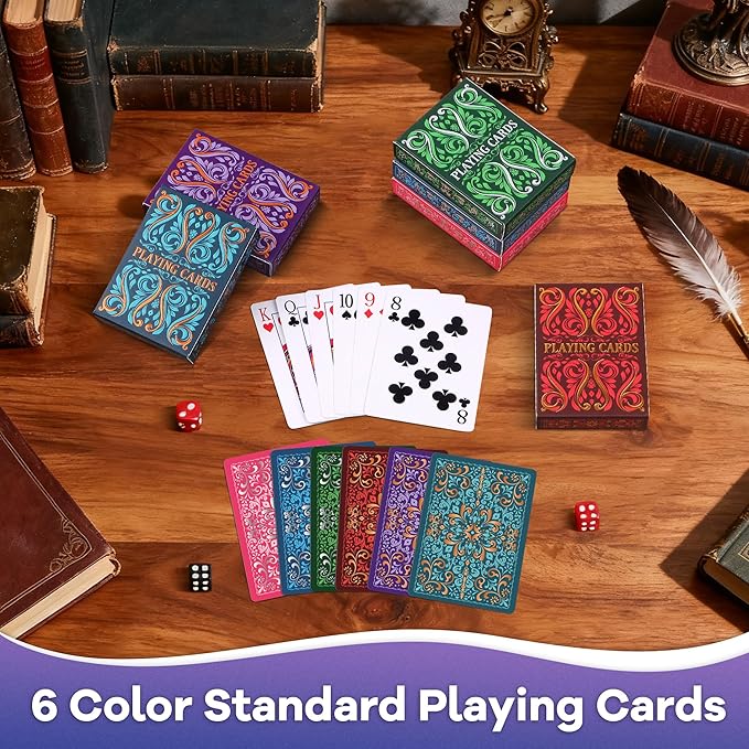 6 Mazos de Naipes Póker Tamaño Estándar 3.5x2.5 Pulgadas Multicolor miniatura 2