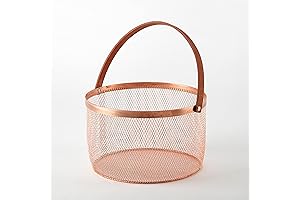 Urban Shop Rose Gold Round Wire Storage Basket with Handle